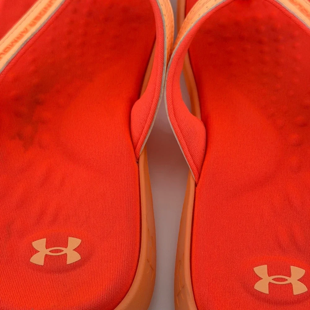 Under Armour Sandals Womens 8 Orange Ignite Thong Flip Flop Sporty Cushioned